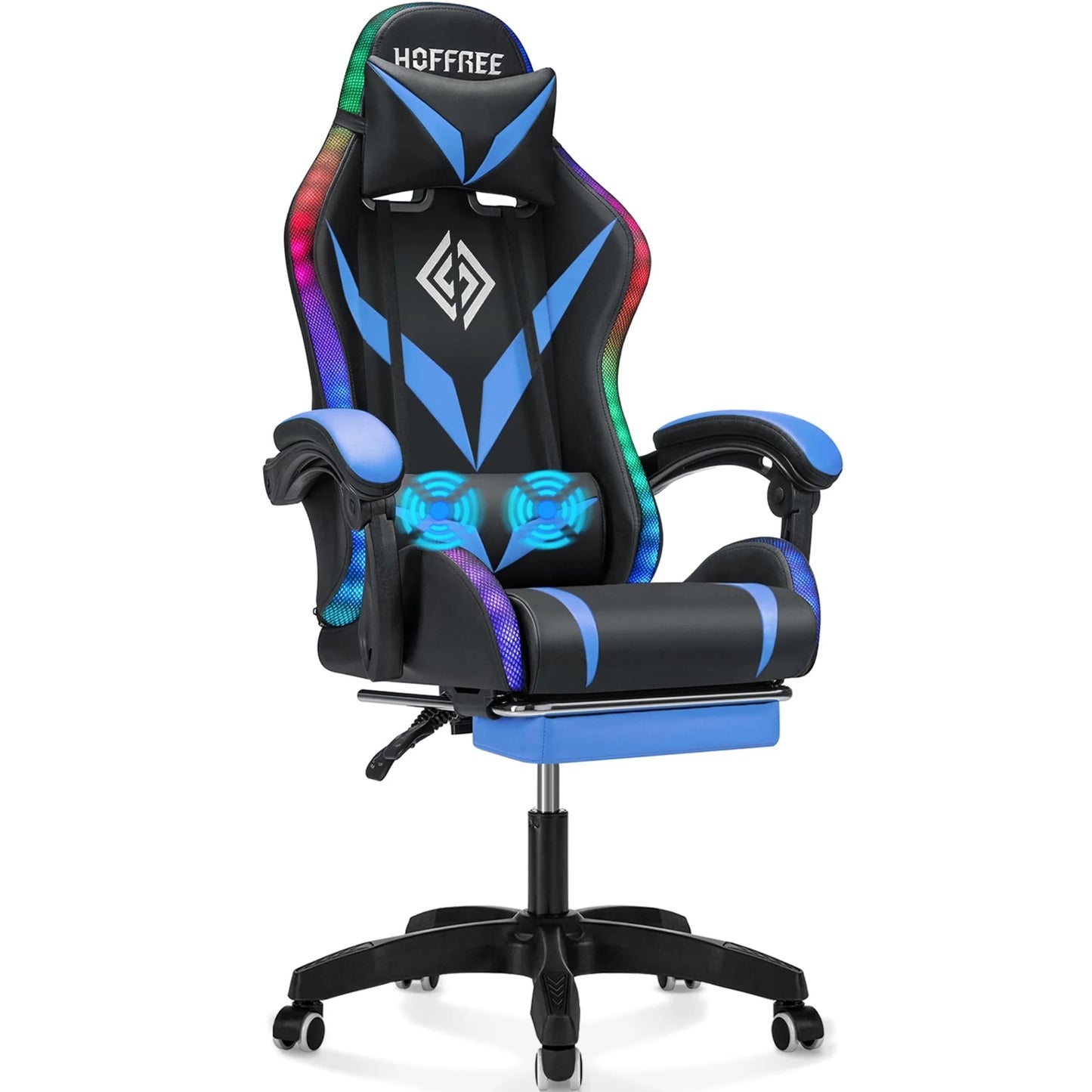 HOFFREE Gaming Chair with Massage and LED RGB Lights