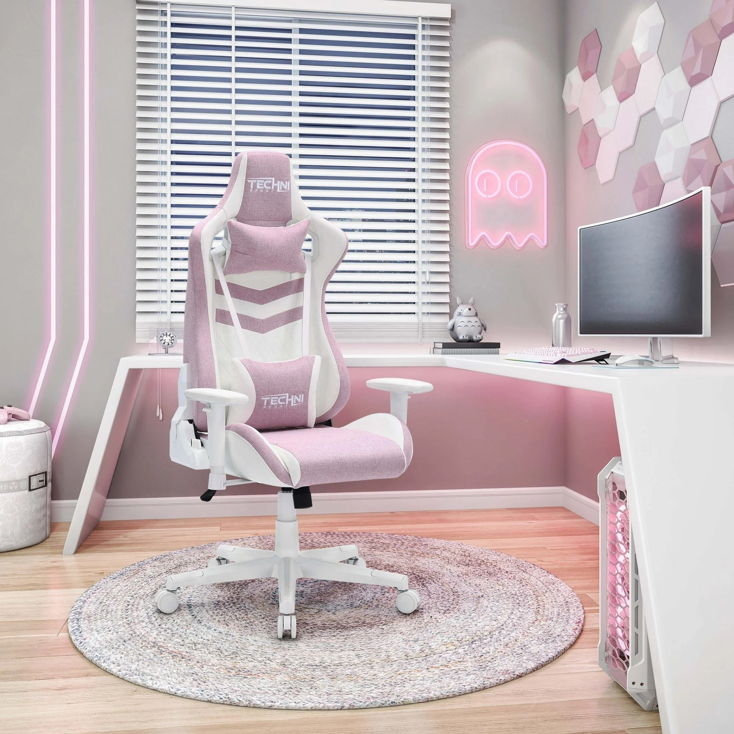 Techni Sport TS86 Ergonomic Pastel Gaming Chair with Memory Foam Seat, Pink RTA-TS86-PNK