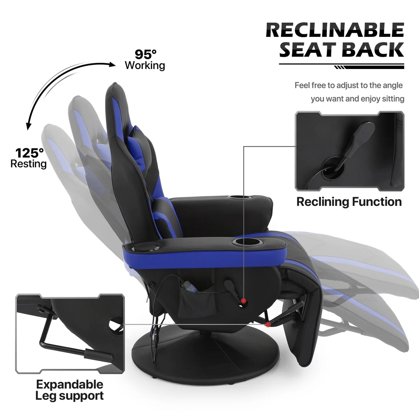 MoNiBloom Massage Gaming Recliner Chair with Speaker