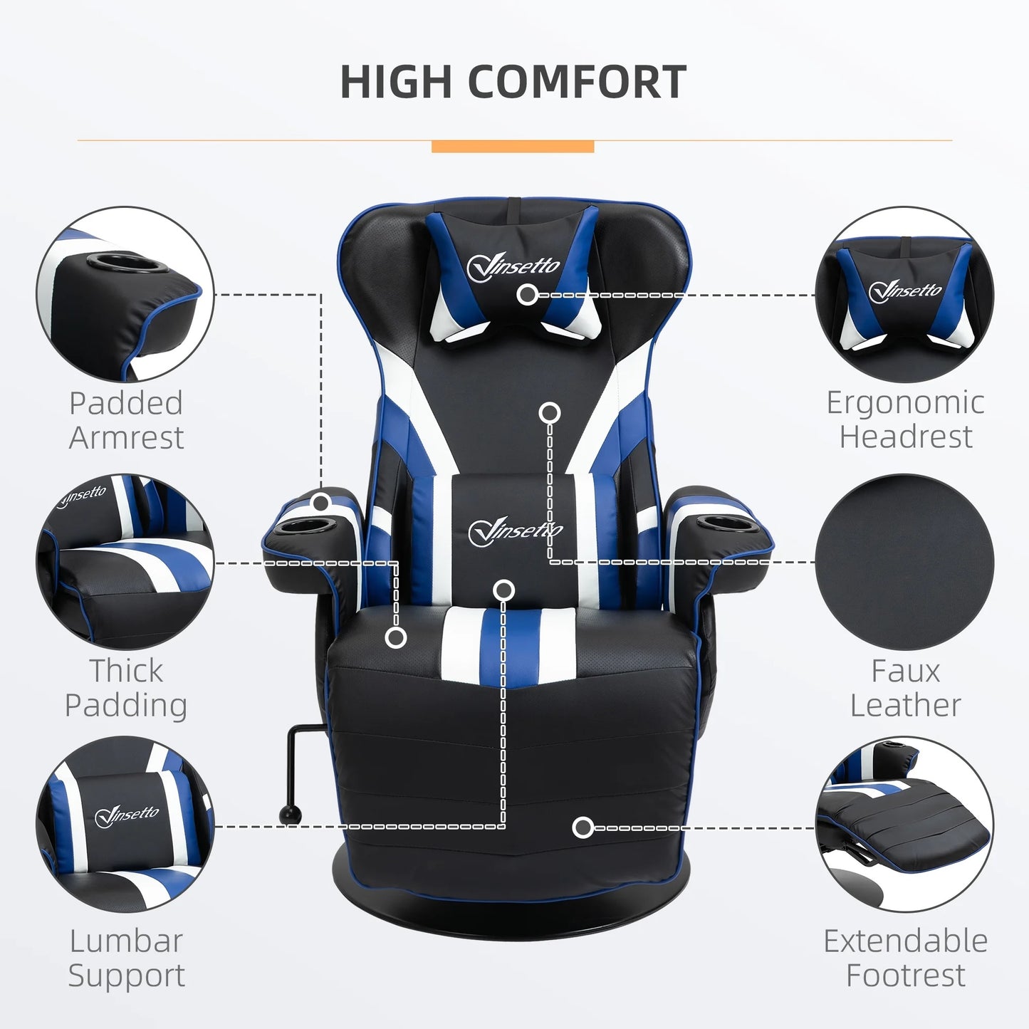 Vinsetto Gaming Chair, Racing Style Computer Recliner with Lumbar Support