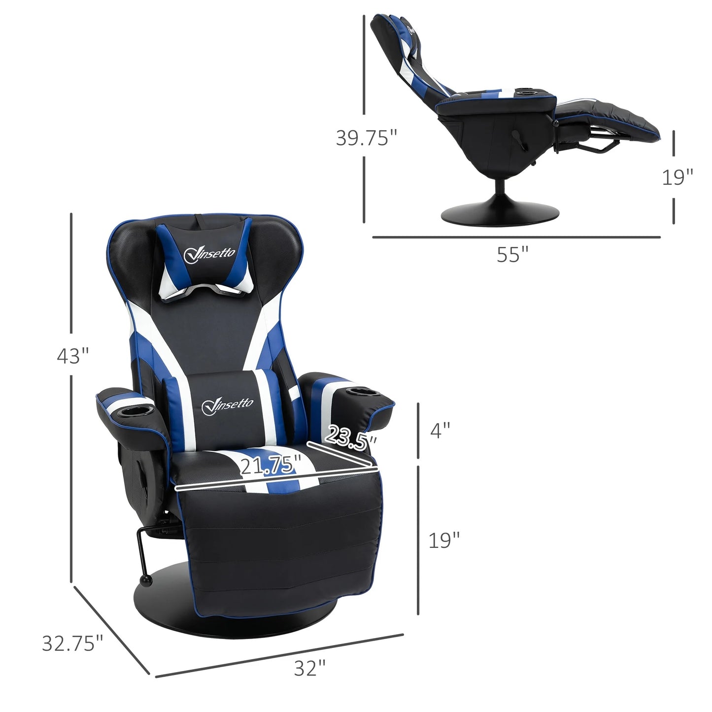 Vinsetto Gaming Chair, Racing Style Computer Recliner with Lumbar Support